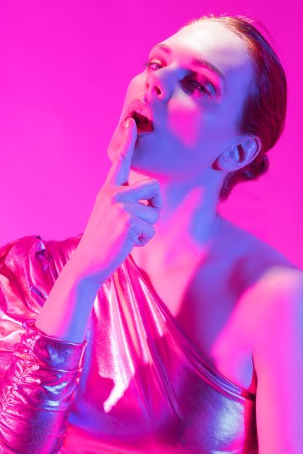 Veiled Radiance Colorful Trendy Woman Portrait Commercial Use Digital Downloadable Image