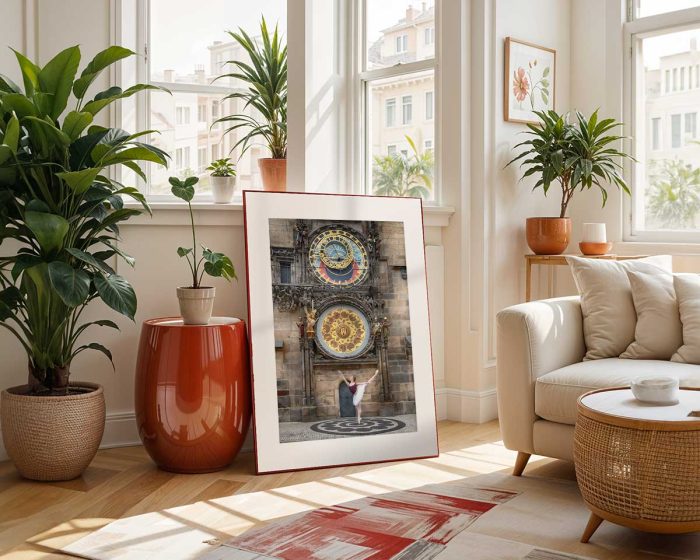 Ballerina's Grace at Prague's Astronomical Clock Fine Art Poster - Image 2