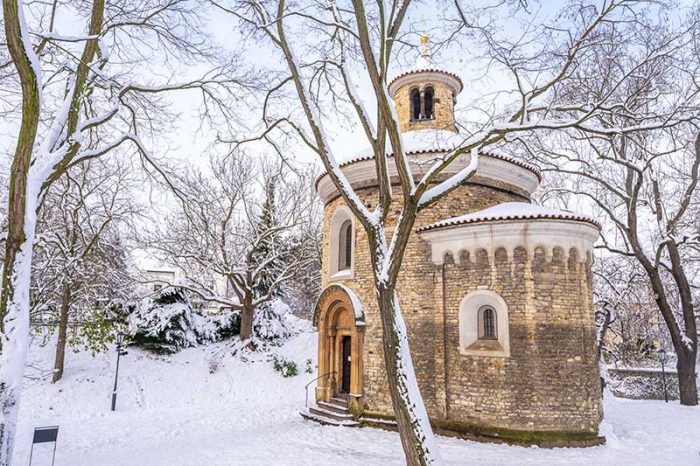 St. Martin’s Rotunda in Prague: Historic Romanesque Church in Winter Wonderland - Image 1