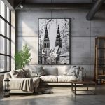Prague's Winter Spires: The Vyšehrad Cathedral in Black and White Fine Art Poster - Image 2