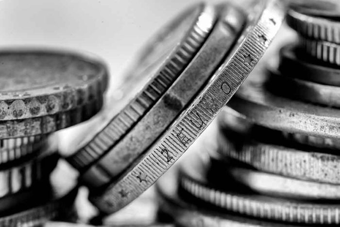 Close-up Macro of Stacked Euro Coins Stock Image - Image 1