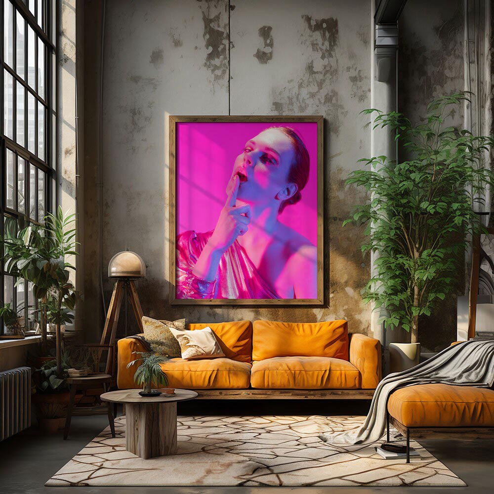 il_fullxfull.6113594480_qnst Veiled Radiance Colorful Trendy Woman Portrait Fine Art Poster - Image 1